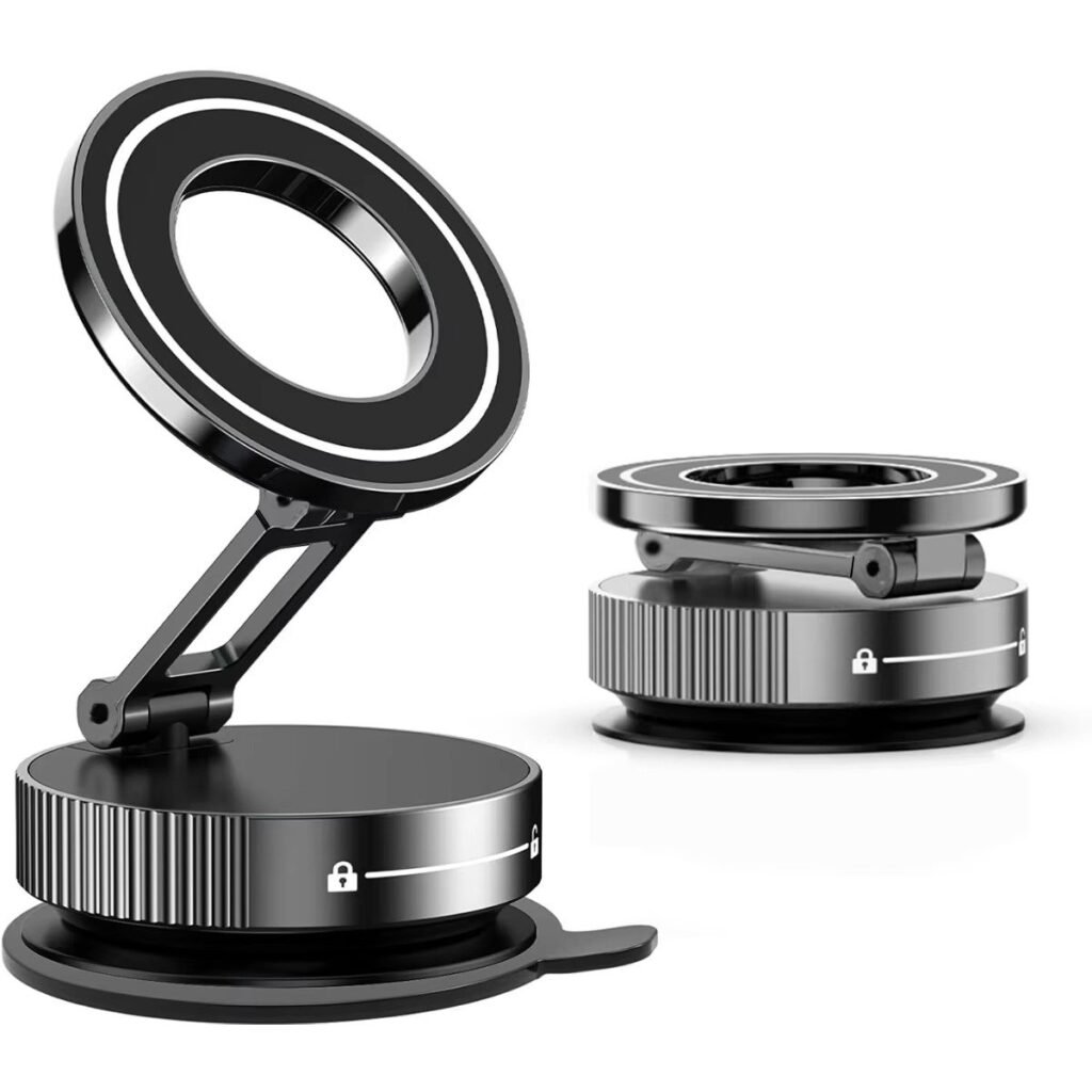 حامل هاتف بكأس شفط مغناطيسي لـ Magsafe 360 ° حامل هاتف السيارة المغناطيسي القابل للتعديل بحجم الجيب، حامل سيارة قابل للطي
