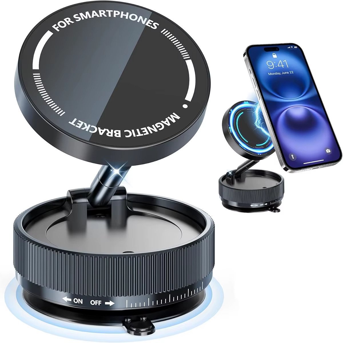 حامل هاتف بكأس شفط مغناطيسي لـ Magsafe 360 ° حامل هاتف السيارة المغناطيسي القابل للتعديل بحجم الجيب، حامل سيارة قابل للطي - الصورة 6