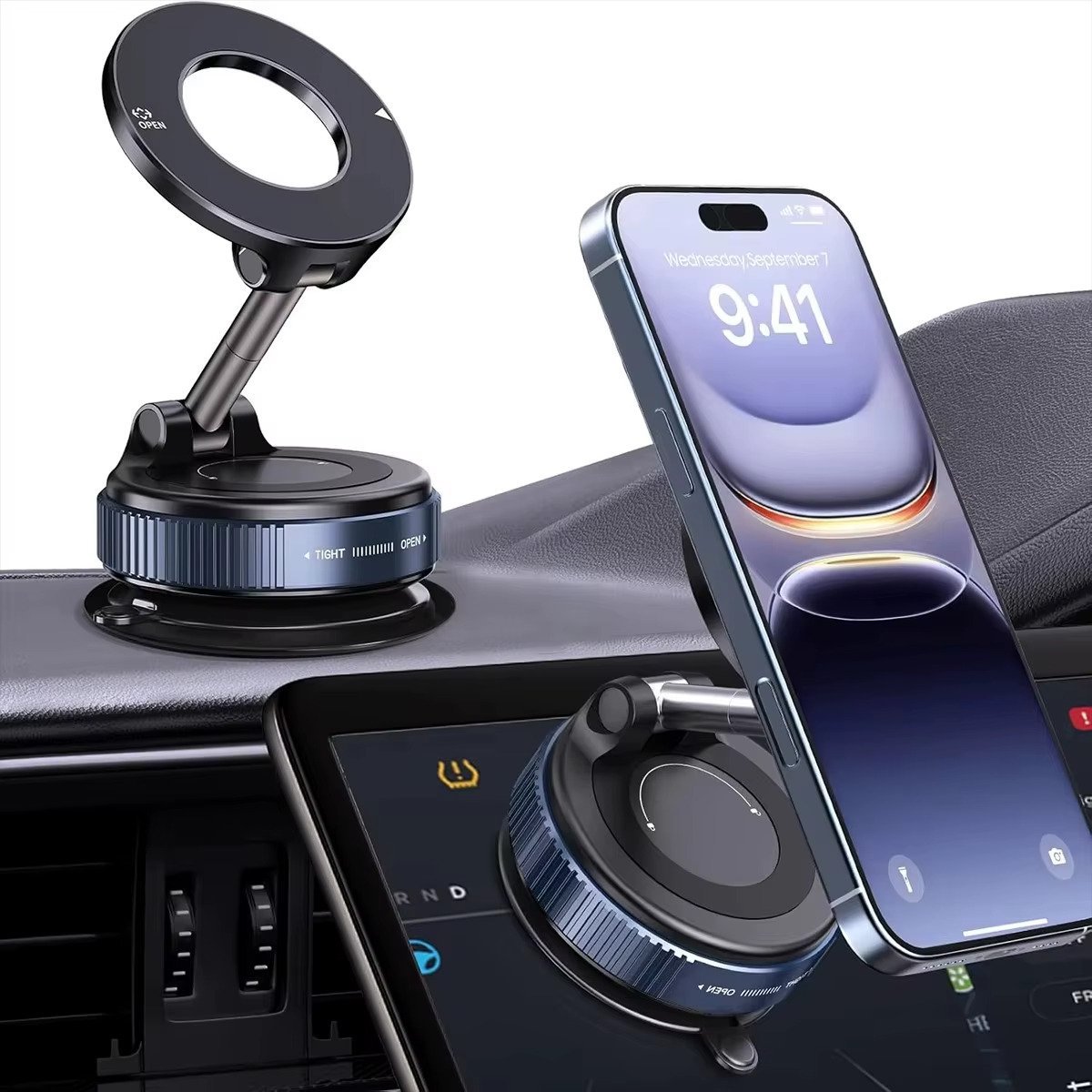 حامل هاتف بكأس شفط مغناطيسي لـ Magsafe 360 ° حامل هاتف السيارة المغناطيسي القابل للتعديل بحجم الجيب، حامل سيارة قابل للطي - الصورة 14